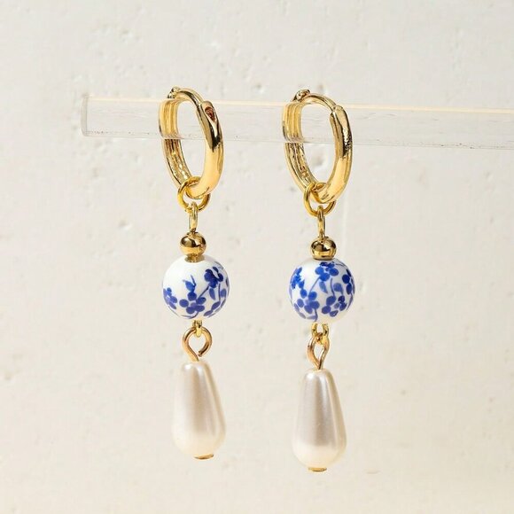 Multicolor Sexy Women's Style Faux Pearl Ceramic Pendant Earrings - Picture 4 of 11